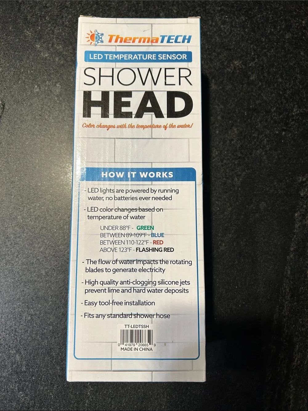 Green LED Temperature Sensor Shower Head